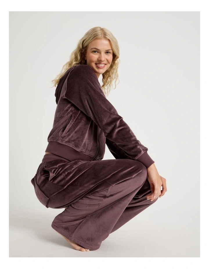 Lola Velour Wide Leg Pant in Burnt Fig image 4