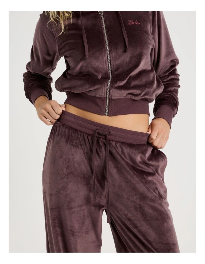 Lola Velour Wide Leg Pant in Burnt Fig image 5