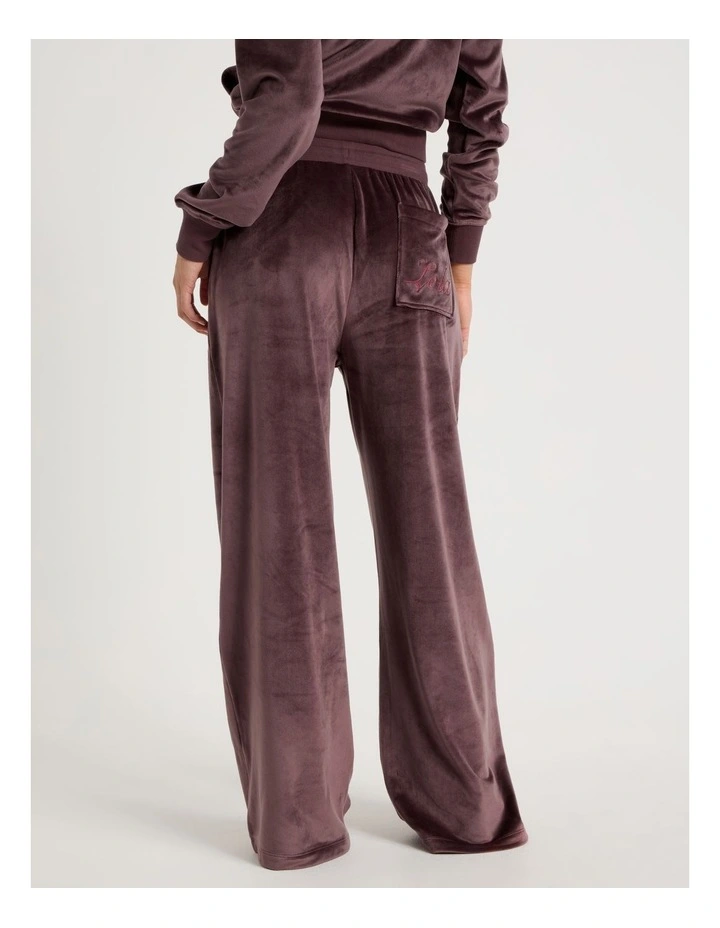Lola Velour Wide Leg Pant in Burnt Fig image 6