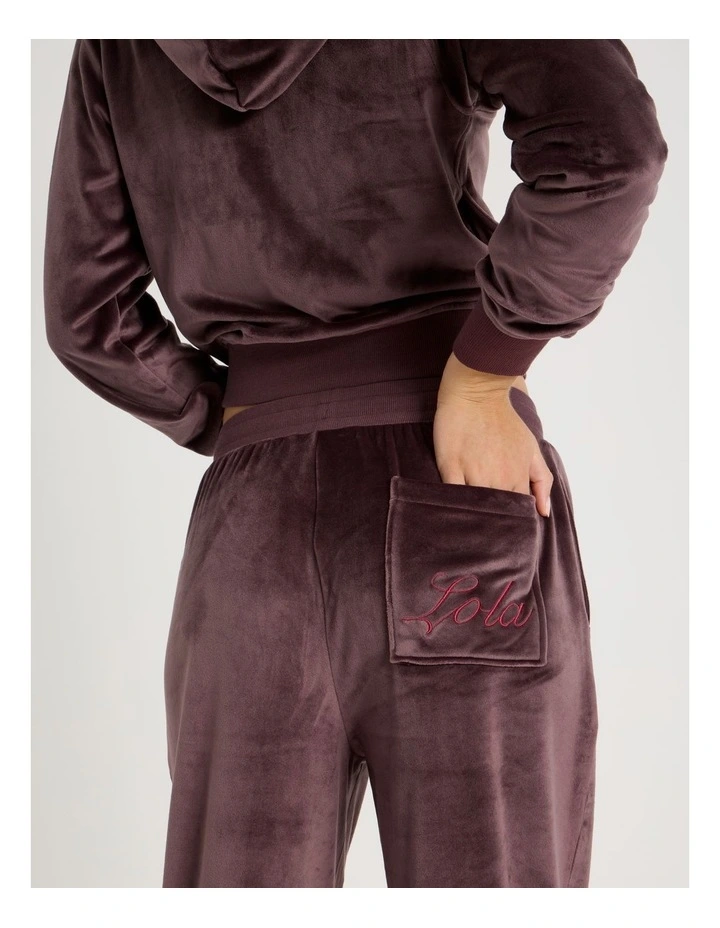 Lola Velour Wide Leg Pant in Burnt Fig image 7