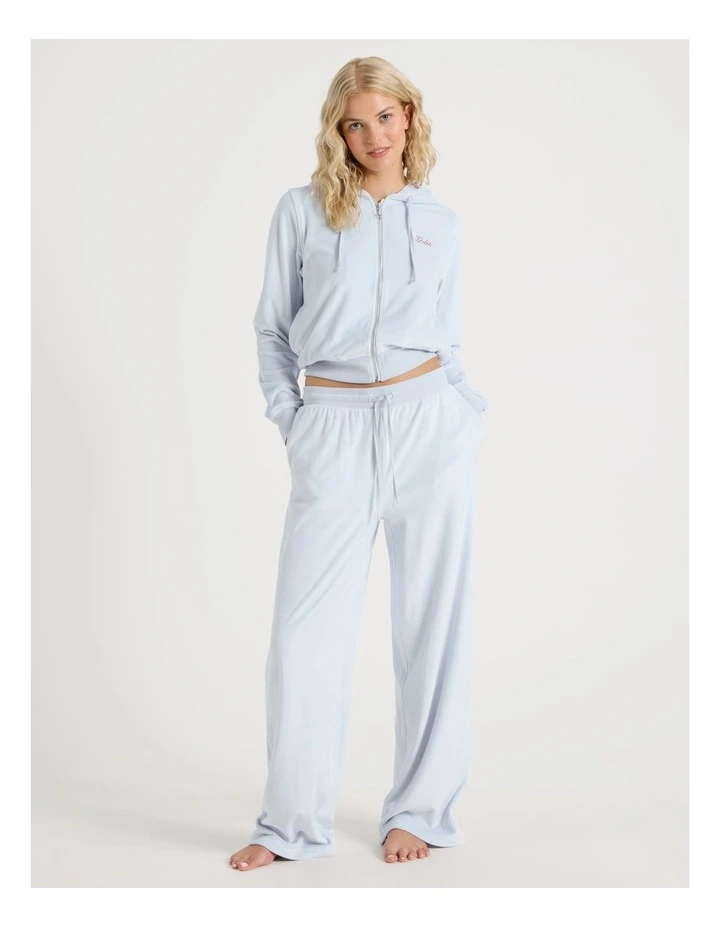 Lola Velour Wide Leg Pant SCLW26819SB in Soft Blue image 1