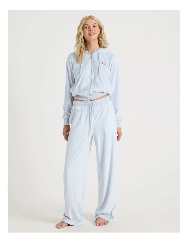 Lola Velour Wide Leg Pant SCLW26819SB in Soft Blue image 3