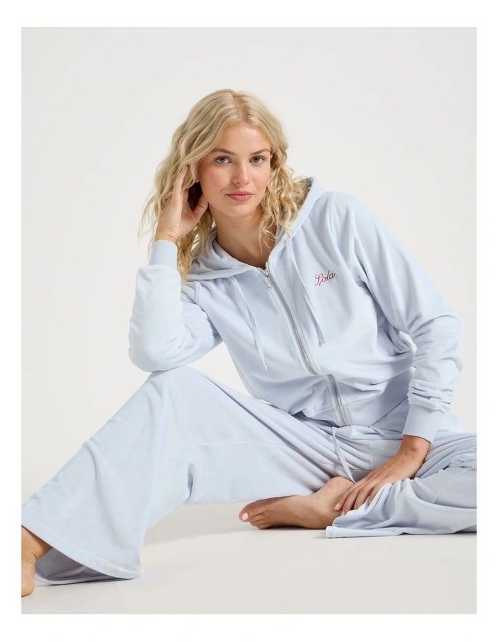 Lola Velour Wide Leg Pant SCLW26819SB in Soft Blue image 7