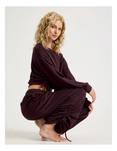 Lola Scuba Ruched Pant in Burnt Fig