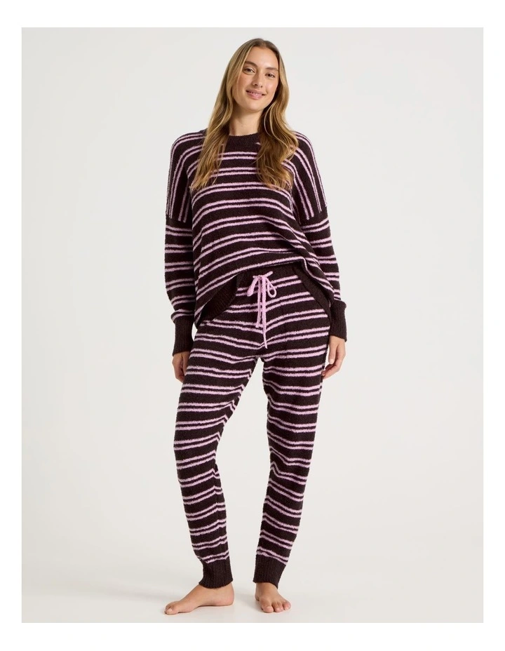 Cosy Boucle Cuffed Pant in Burnt Stripe image 2