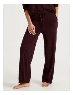 Cosy Scallop Edge Knit Wide Leg Pant in Burnt Fudge Marle