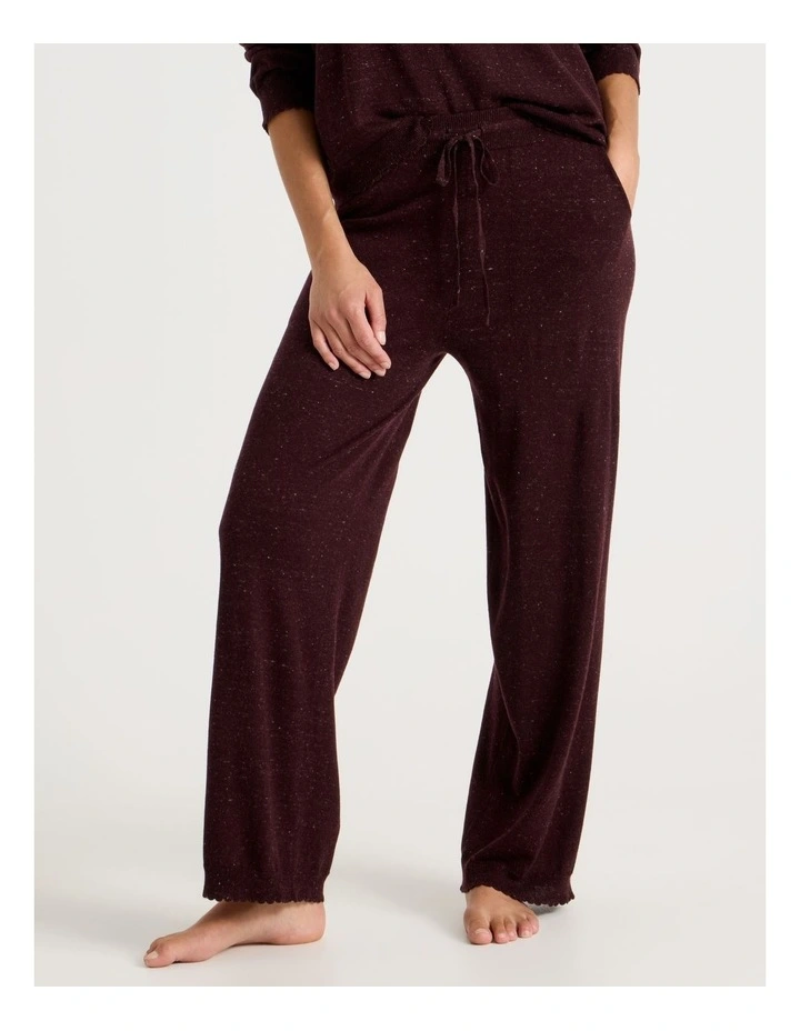 Cosy Scallop Edge Knit Wide Leg Pant in Burnt Fudge Marle image 1