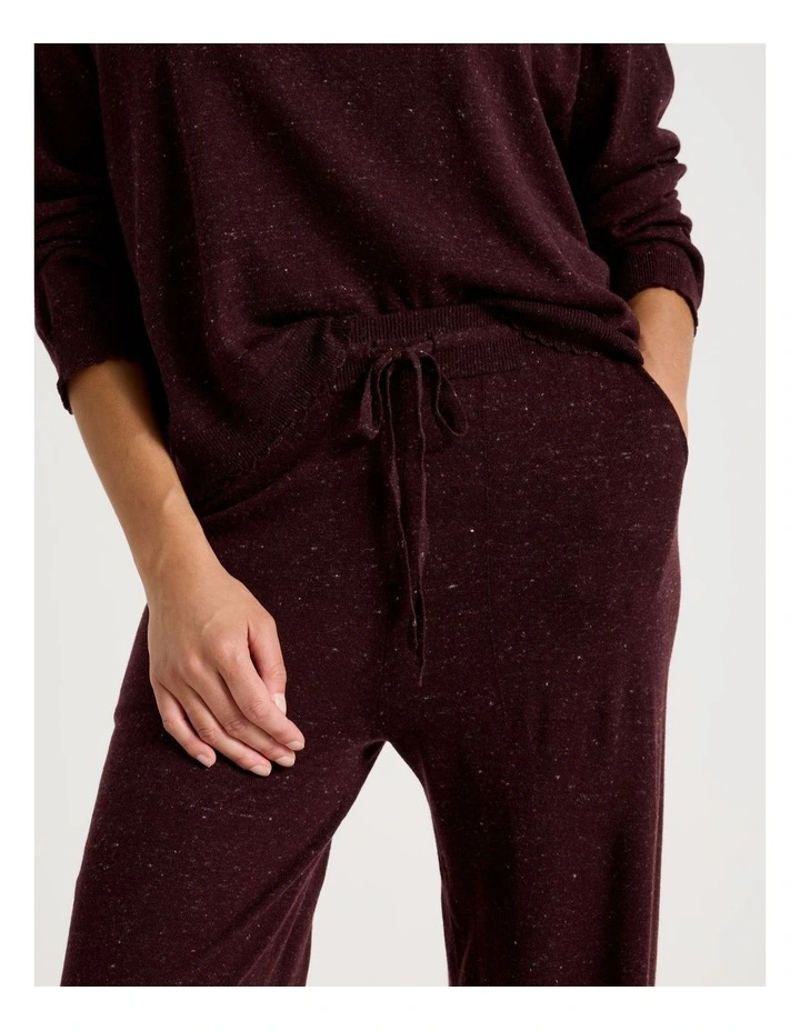 Cosy Scallop Edge Knit Wide Leg Pant in Burnt Fudge Marle image 3