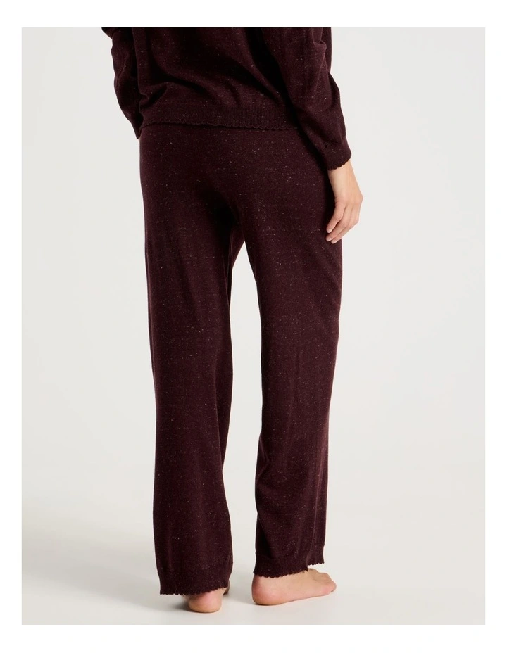 Cosy Scallop Edge Knit Wide Leg Pant in Burnt Fudge Marle image 4