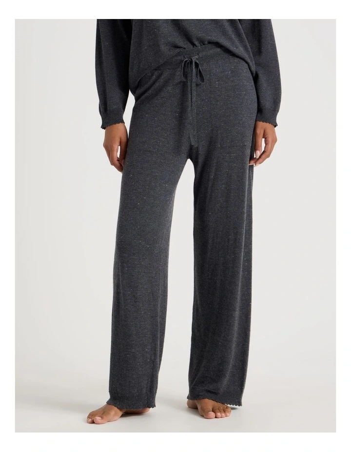 Cosy Scallop Edge Knit Wide Leg Pant in Charcoal Marle image 1