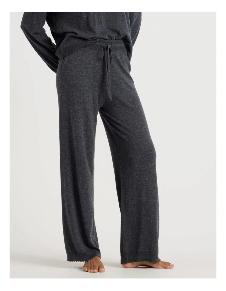 Cosy Scallop Edge Knit Wide Leg Pant in Charcoal Marle image 5
