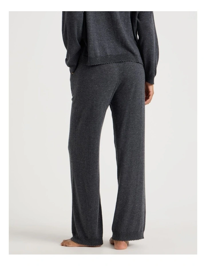 Cosy Scallop Edge Knit Wide Leg Pant in Charcoal Marle image 6