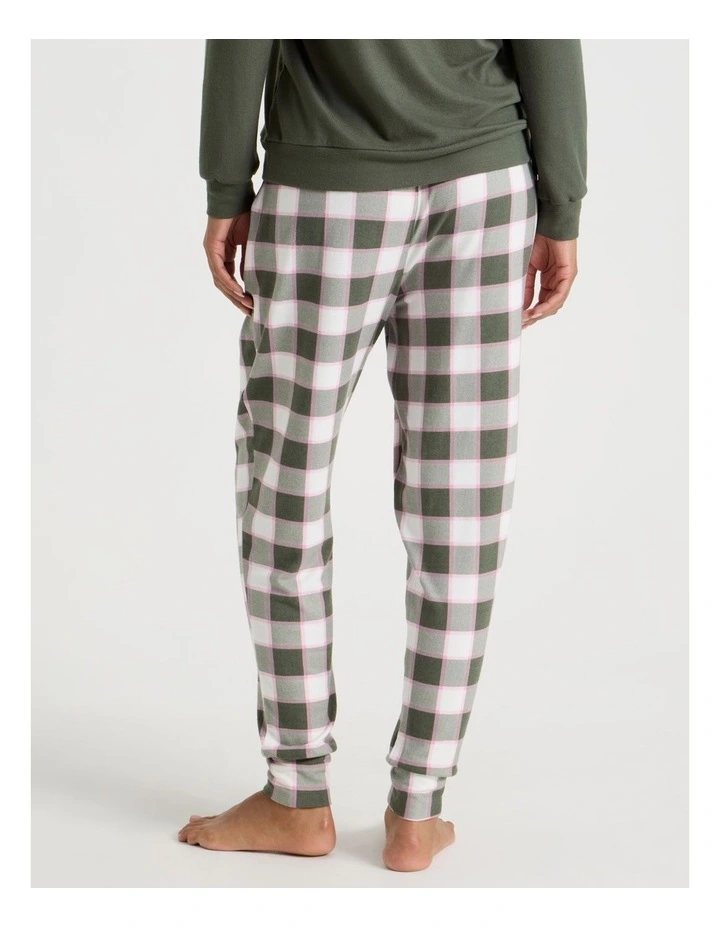 Cosy Supersoft Cuffed Pant in Olive Check Print image 6