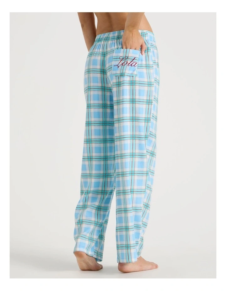 Lola Flannelette Boyfriend Pant in Blue & Choc Check Print image 4
