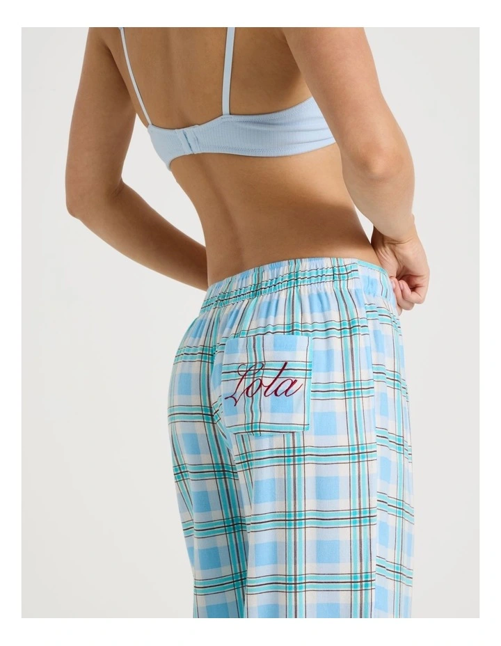 Lola Flannelette Boyfriend Pant in Blue & Choc Check Print image 5