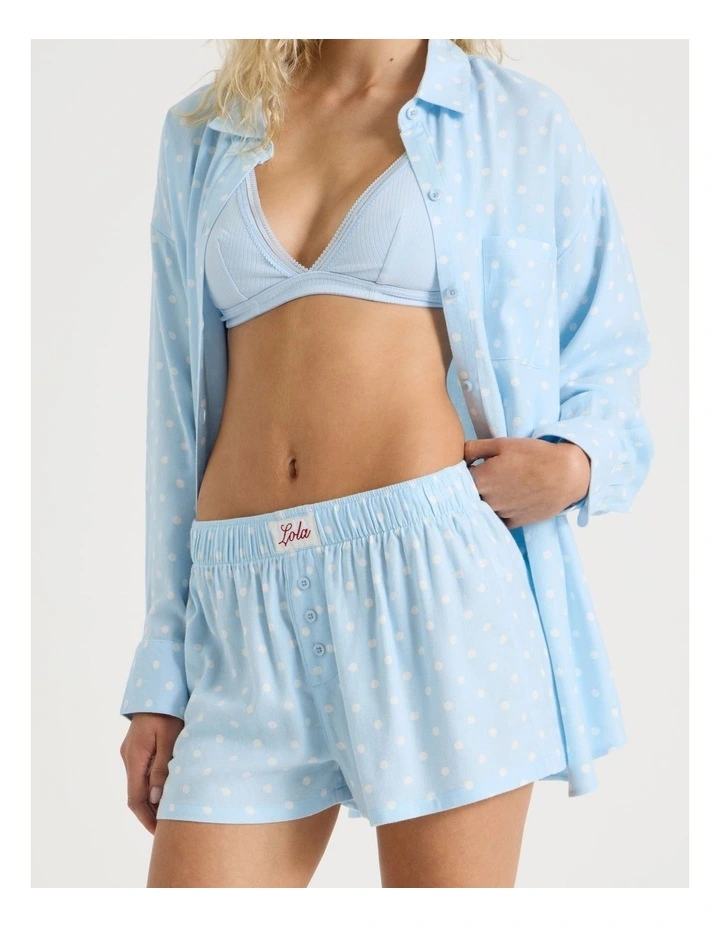 Lola Flannelette Boxer Short in Sky Blue Spot Print image 2