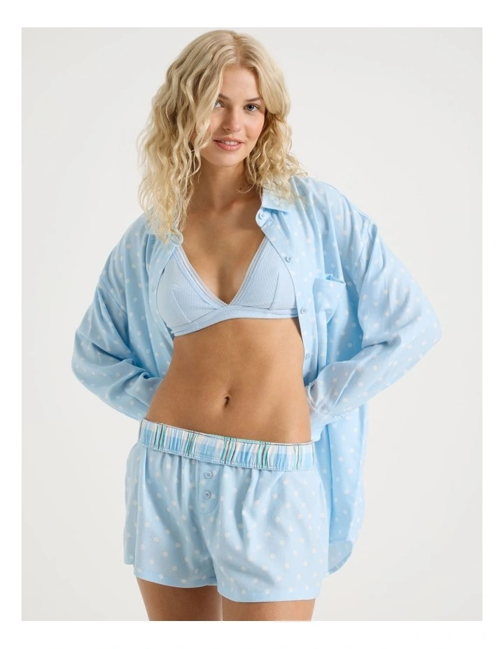 Lola Flannelette Boxer Short in Sky Blue Spot Print image 3