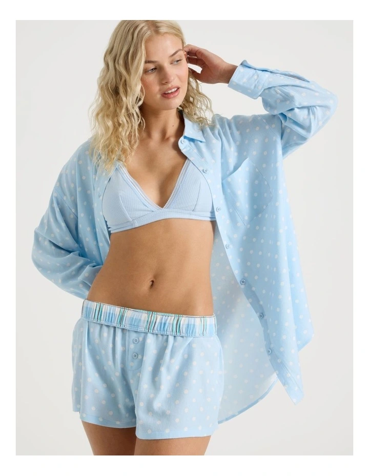 Lola Flannelette Boxer Short in Sky Blue Spot Print image 7