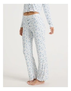 Lola Fluted Pointelle Pants in Blueberry Fields Print