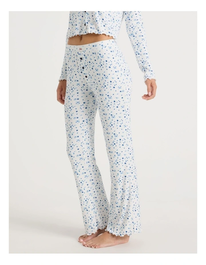 Lola Fluted Pointelle Pants in Blueberry Fields Print image 1