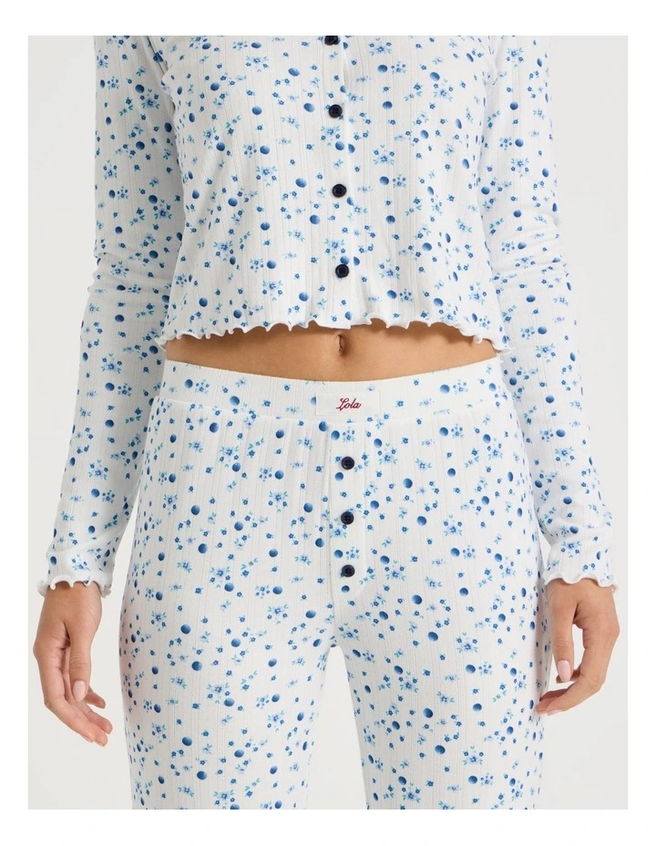 Lola Fluted Pointelle Pants in Blueberry Fields Print image 3