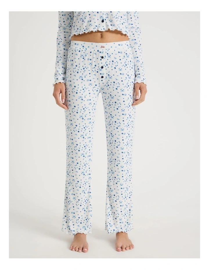Lola Fluted Pointelle Pants in Blueberry Fields Print image 4