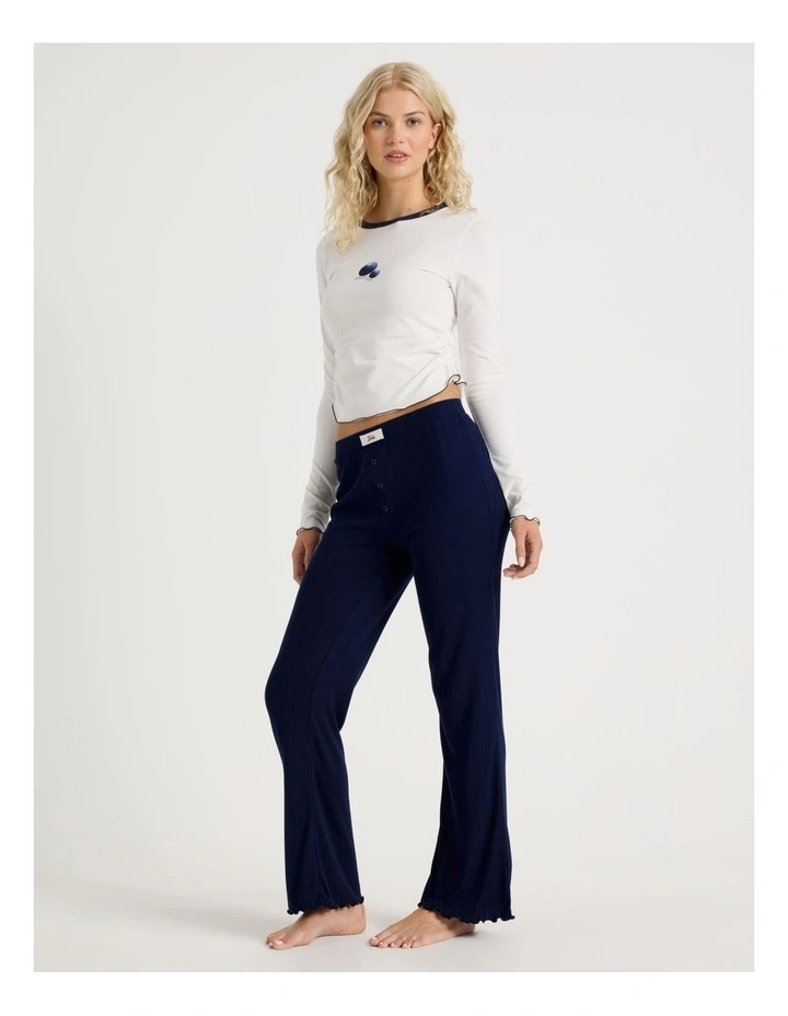 Lola Fluted Pointelle Pants in Navy image 1