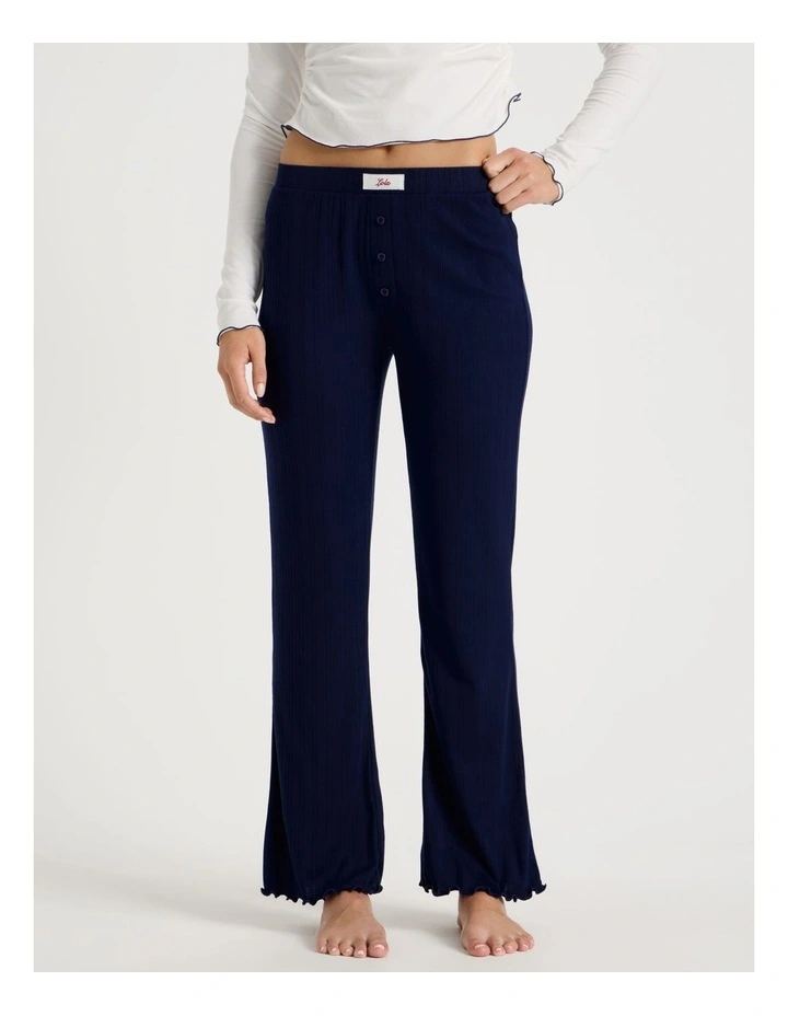 Lola Fluted Pointelle Pants in Navy image 2