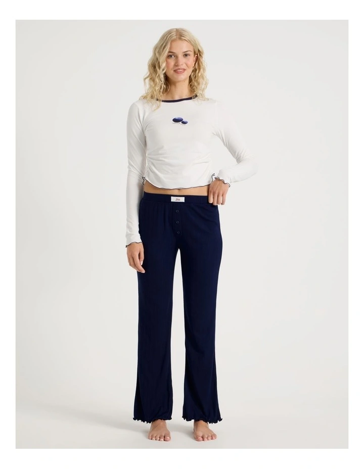 Lola Fluted Pointelle Pants in Navy image 3