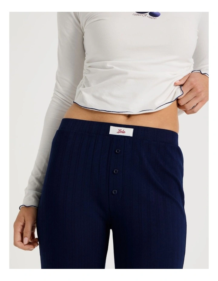 Lola Fluted Pointelle Pants in Navy image 6