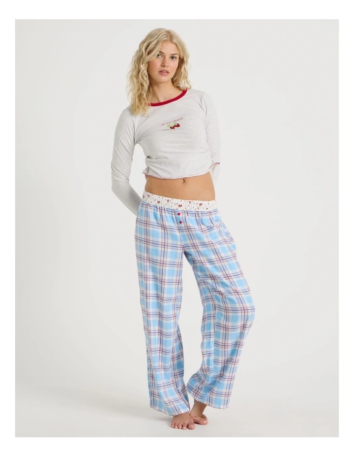 Lola Flannelette Boyfriend Pant in Blue & Red Check Print image 6