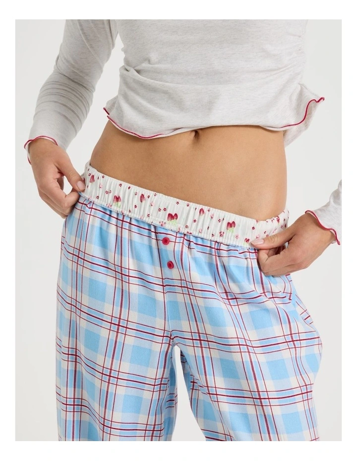 Lola Flannelette Boyfriend Pant in Blue & Red Check Print image 8