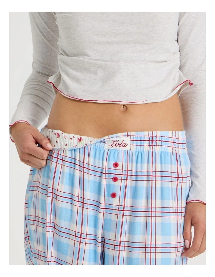 Lola Flannelette Boyfriend Pant in Blue & Red Check Print image 10