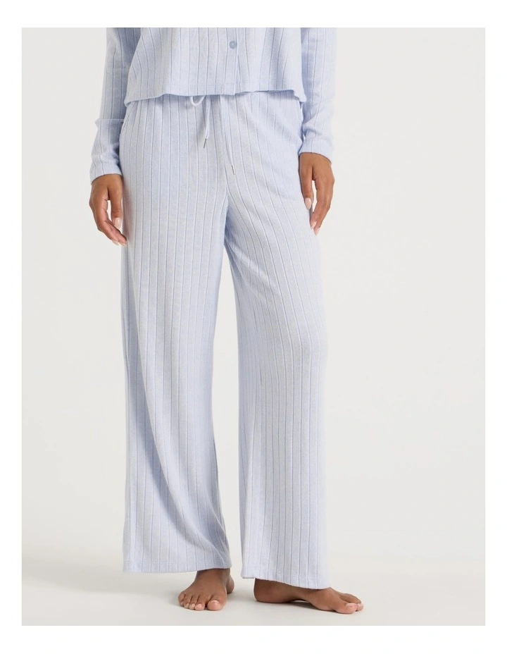 Cosy Rib Wide Leg Pant in Soft Blue image 1