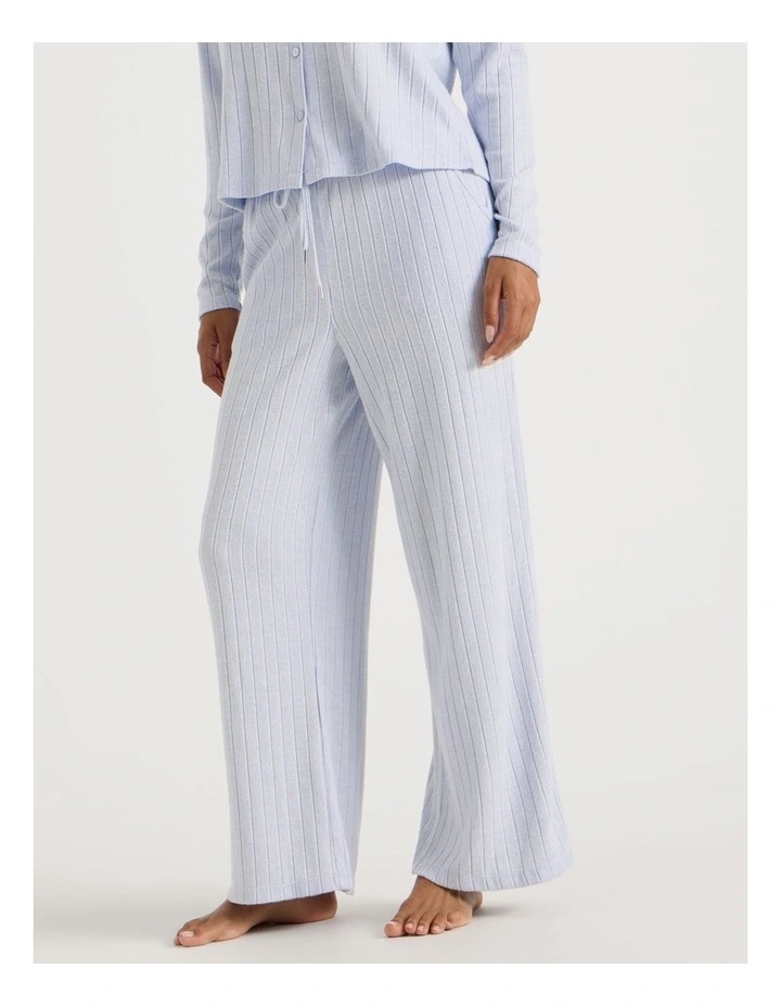 Cosy Rib Wide Leg Pant in Soft Blue image 3