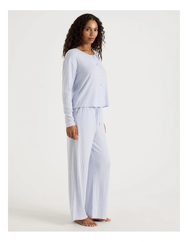 Cosy Rib Wide Leg Pant in Soft Blue image 4