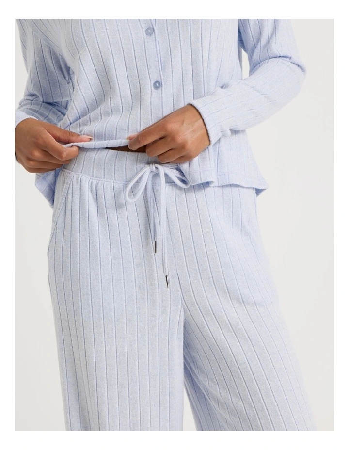 Cosy Rib Wide Leg Pant in Soft Blue image 5