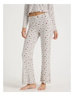 Lola Fluted Rib Pants in Strawberry Fields Print
