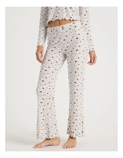 Lola Fluted Rib Pants in Strawberry Fields Print