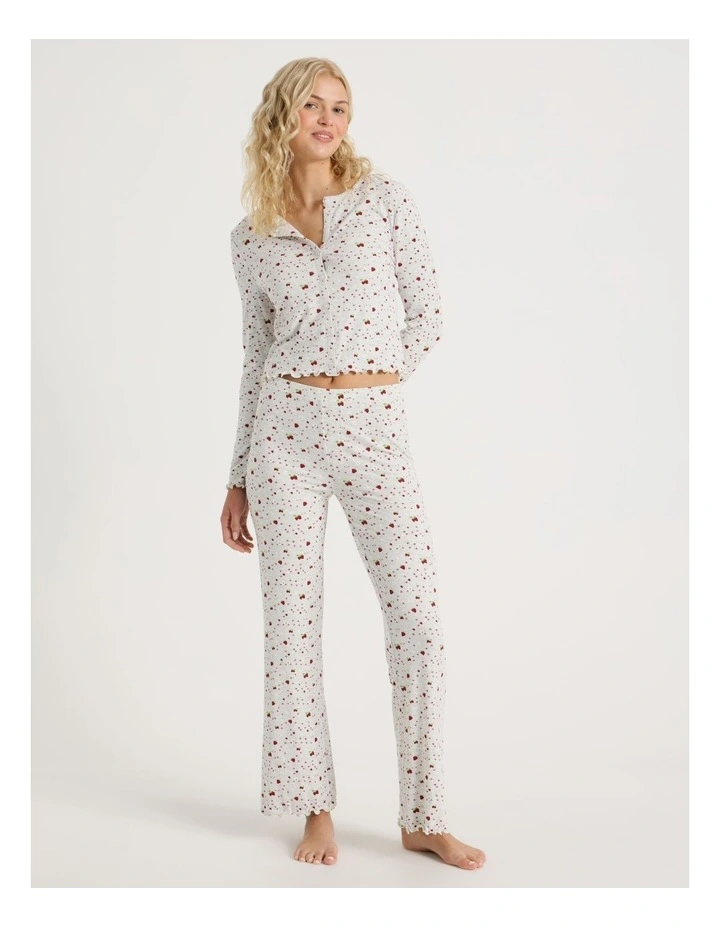 Lola Fluted Rib Pants in Strawberry Fields Print image 2