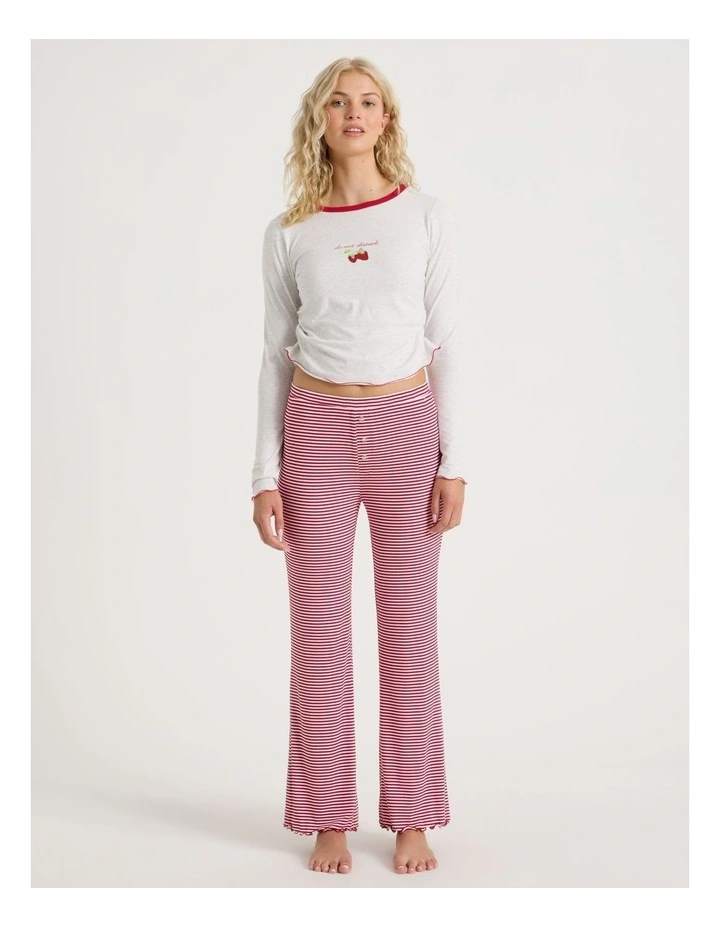 Lola Fluted Rib Pants in Chilli Red Y/D Stripe image 1