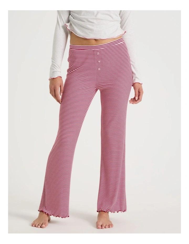 Lola Fluted Rib Pants in Chilli Red Y/D Stripe image 2