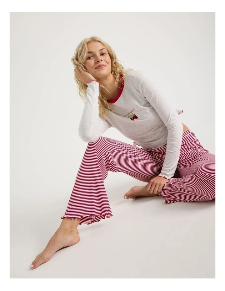 Lola Fluted Rib Pants in Chilli Red Y/D Stripe image 3