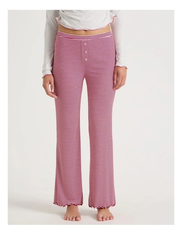 Lola Fluted Rib Pants in Chilli Red Y/D Stripe image 4