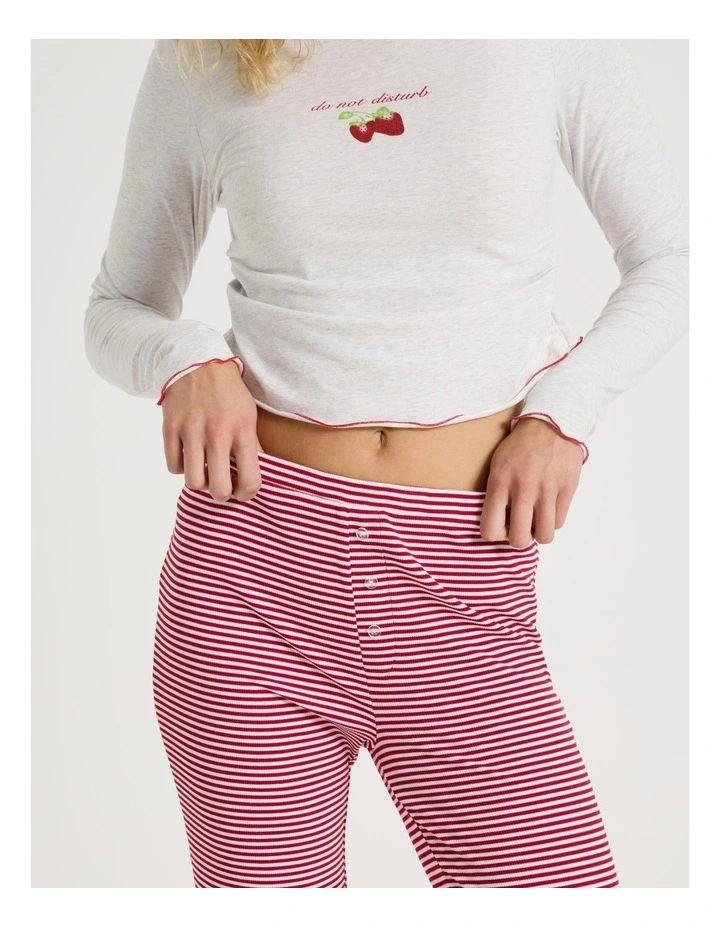 Lola Fluted Rib Pants in Chilli Red Y/D Stripe image 5