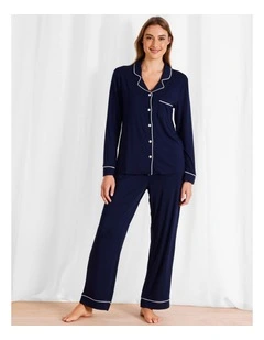 Pure Comfort Bamboo Long Pyjama Set in Navy