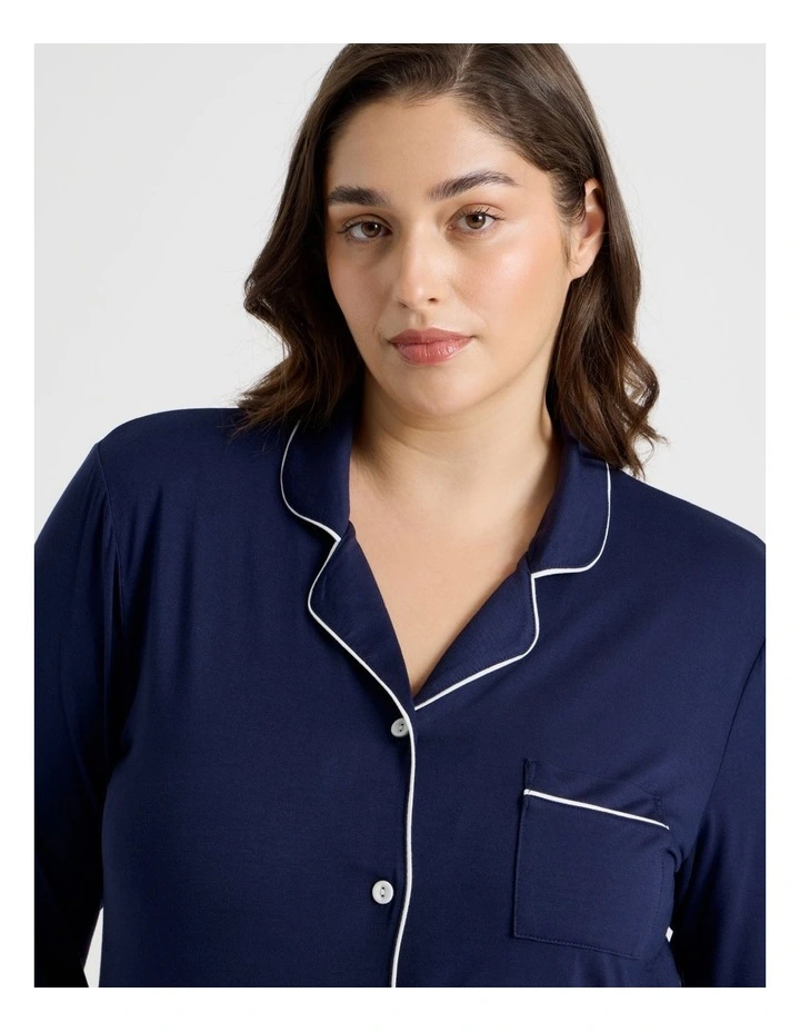 Pure Comfort Bamboo Long Pyjama Set in Navy image 2