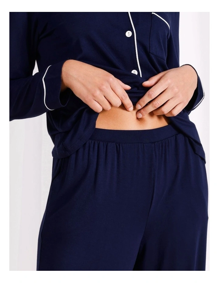Pure Comfort Bamboo Long Pyjama Set in Navy image 5