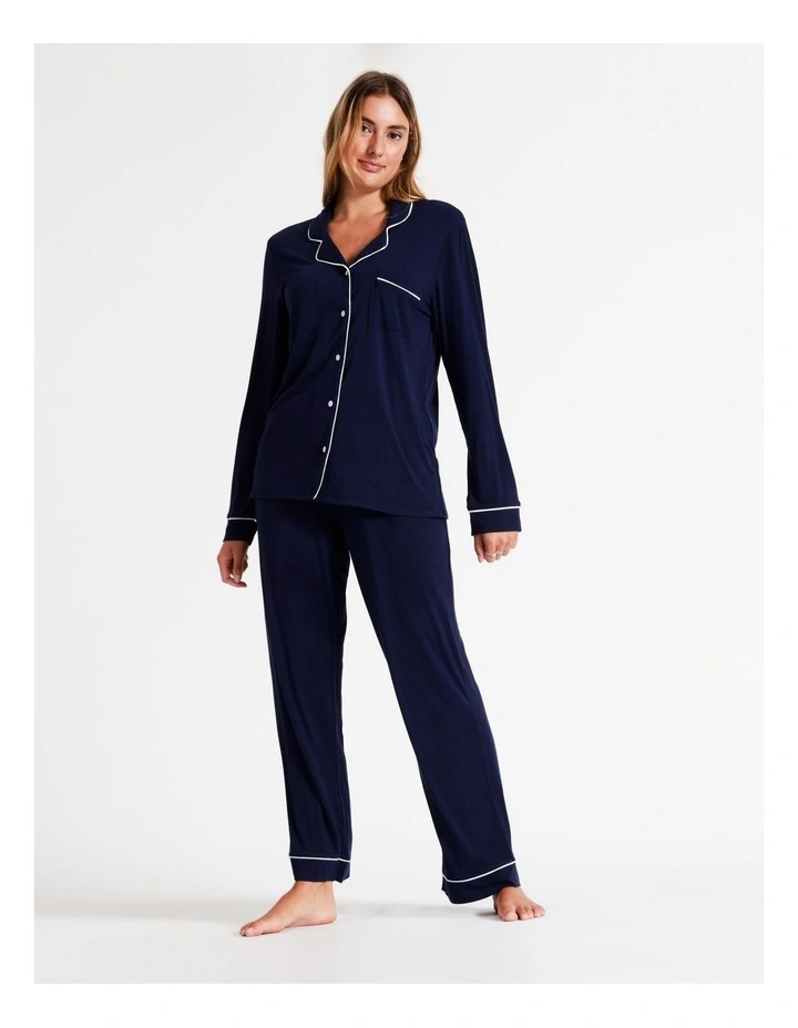 Pure Comfort Bamboo Long Pyjama Set in Navy image 6