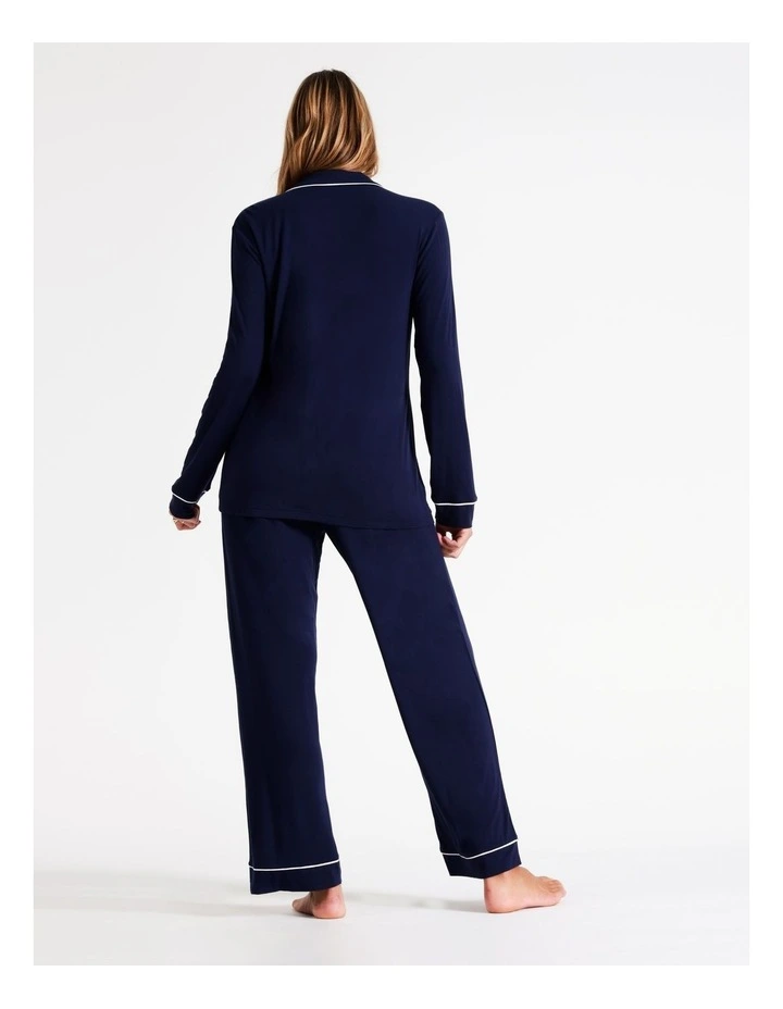 Pure Comfort Bamboo Long Pyjama Set in Navy image 7